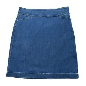 Talbots Outlet Skirt Womens 8P Blue Denim Pencil Stretch Front Pockets